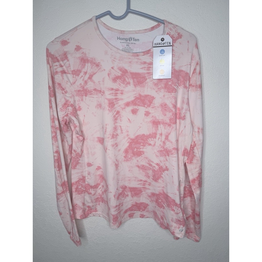 Hang Ten Sun Shirt XL Pink Tie Dye UPF 50+ UV‎ Protection Quick Dry Long Sleeves